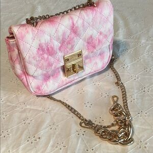 Aldo Tie-Dye Pink Crossbody Bag with Gold Chain